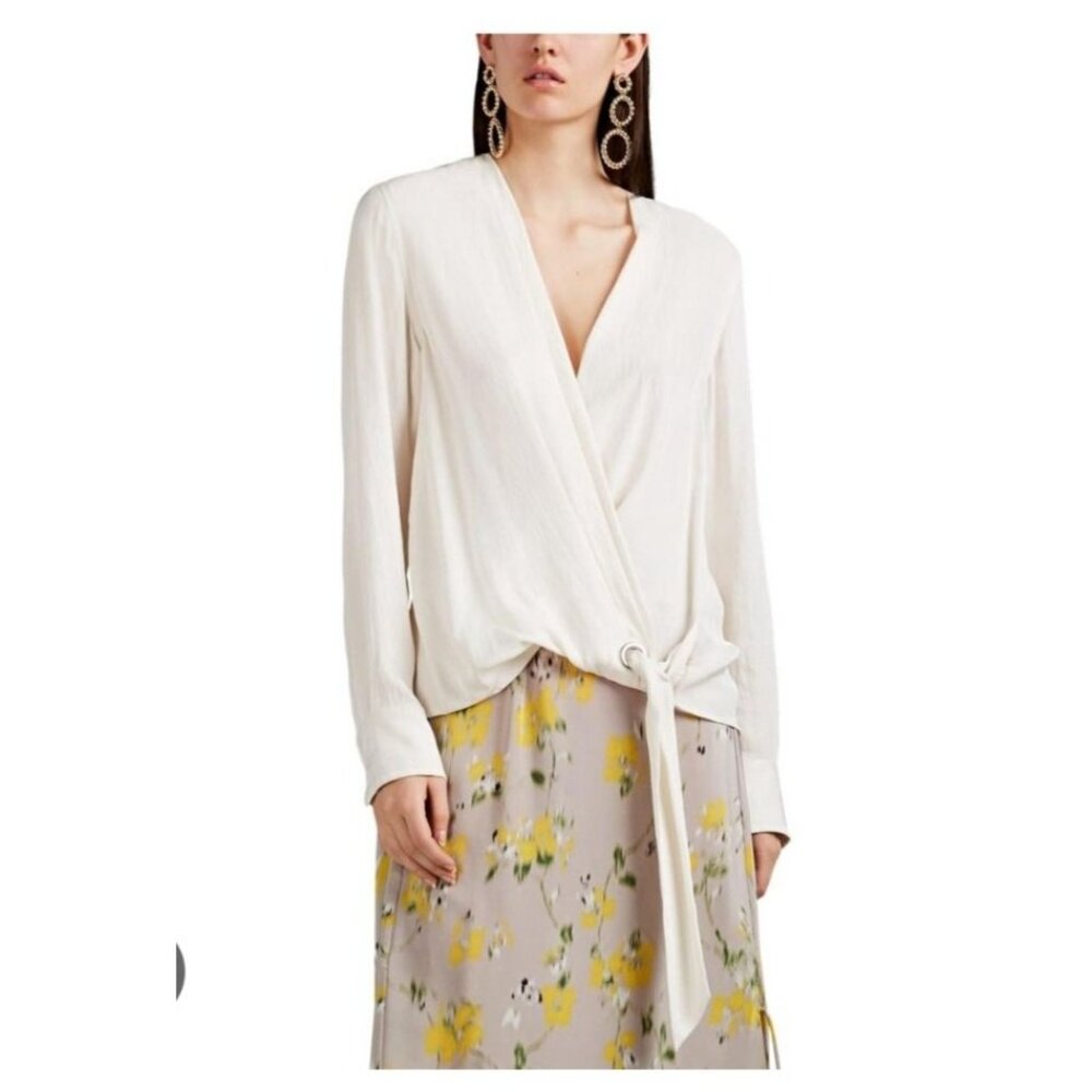 Rag & Bone Felix Popover Blouse Large Faux Wrap I… - image 1
